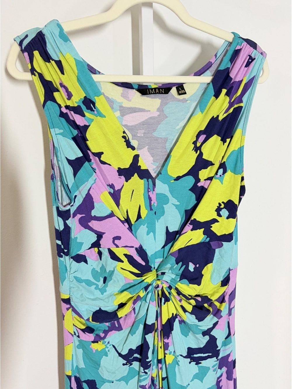 IMAN Women's Sleeveless Size L Floral Maxi Dress Size Large Rayon Spandex Blend - Picture 3 of 11